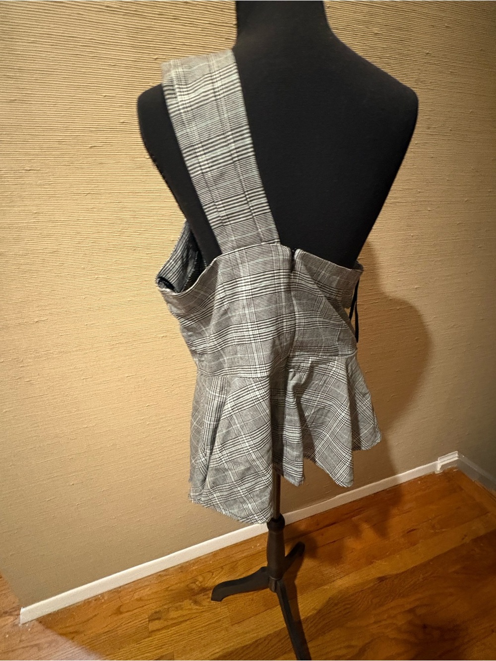 Eloquii Gray Plaid One-Shoulder Ruffle Dress - Picture 2 of 4